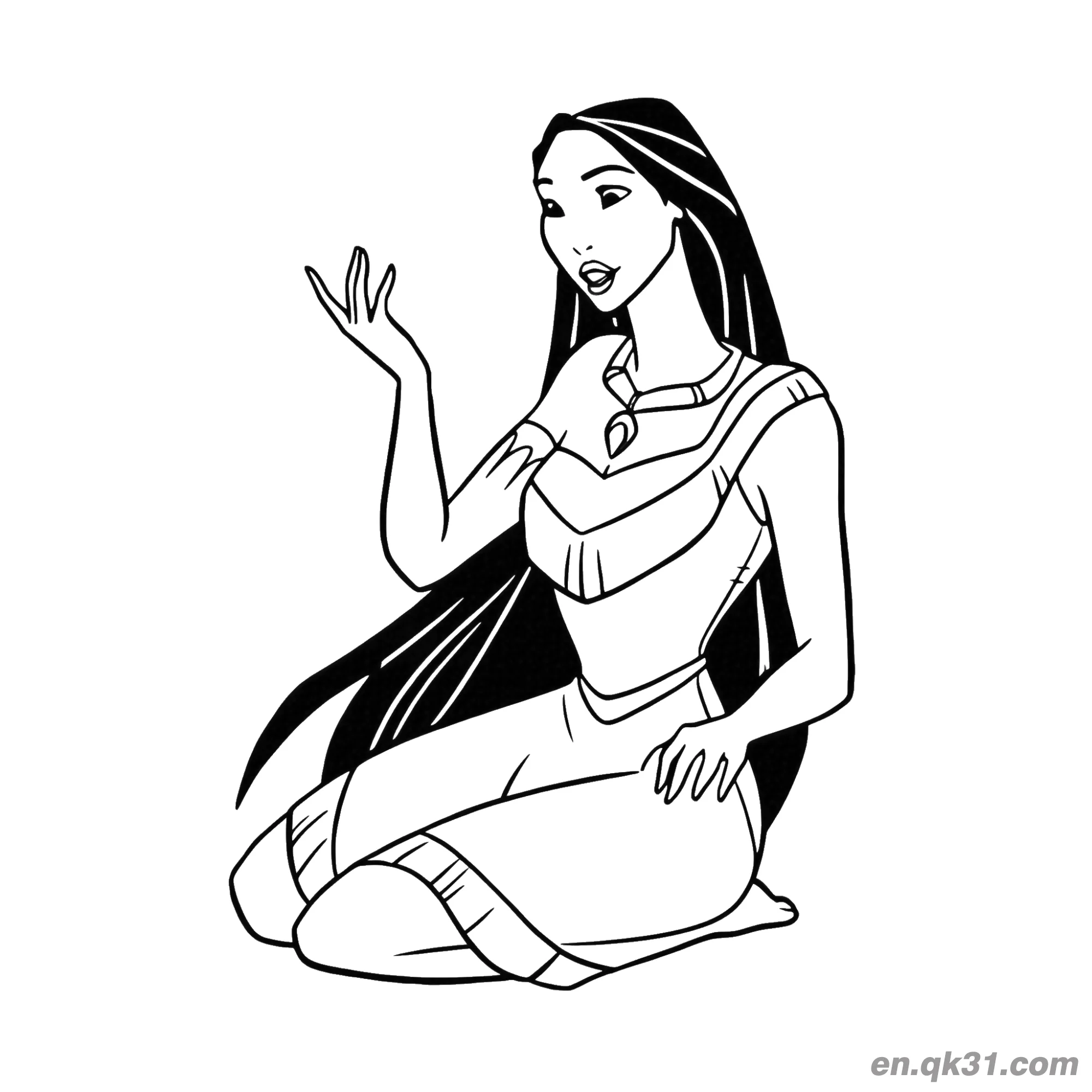 宝嘉康蒂经典坐姿造型简笔画涂色画 – 为儿童和成人提供的免费可打印简笔画涂色画