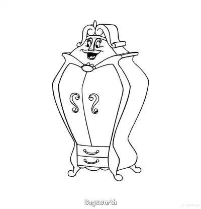 闹钟先生科格斯沃斯正面简笔画涂色页 – 免费可打印简笔画涂色画