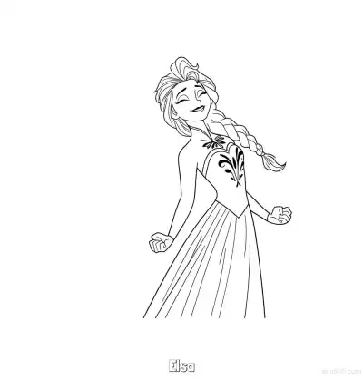 艾莎闭眼享受微风涂色页 – 免费可打印简笔画涂色画