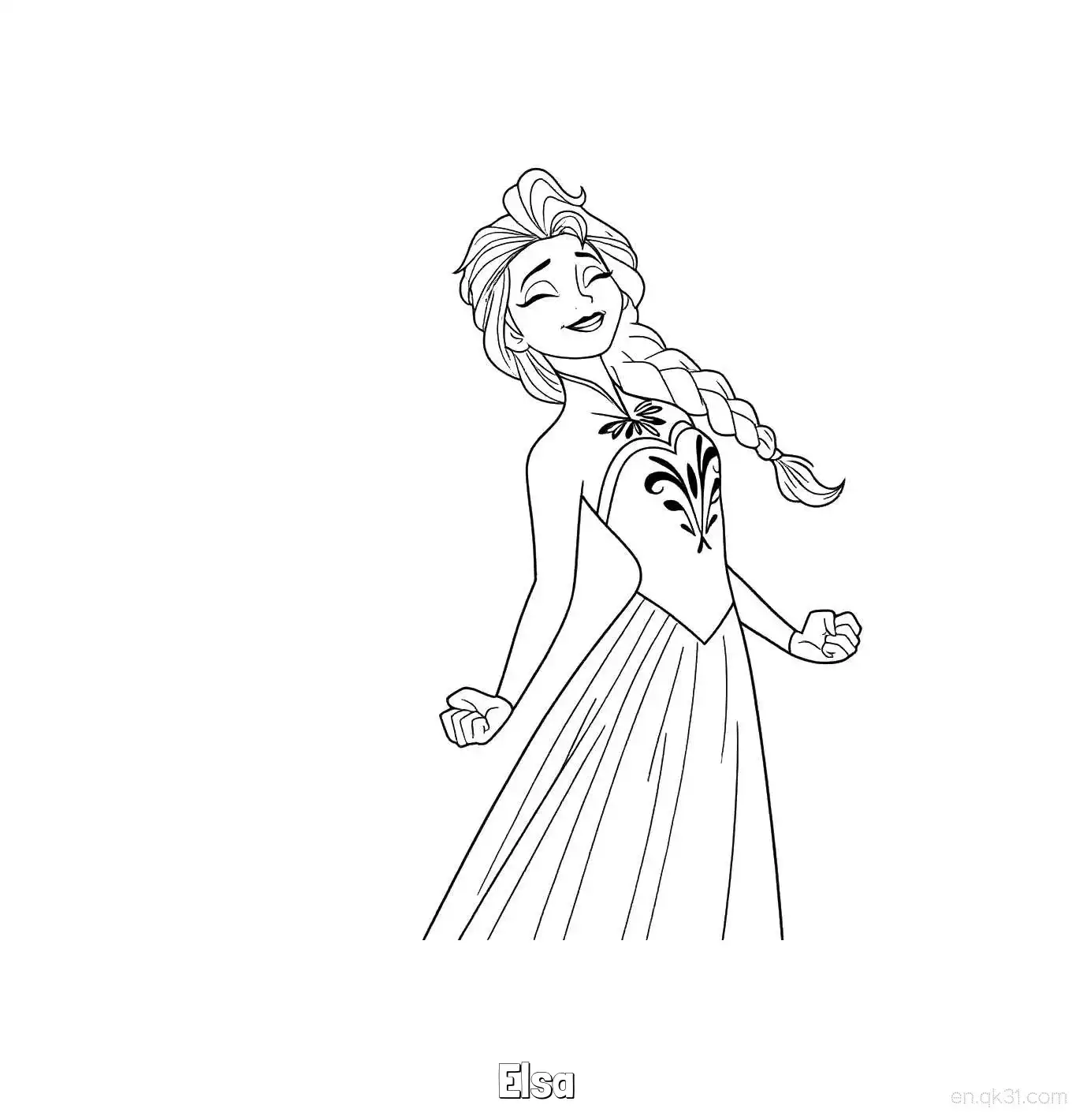 免费 艾莎闭眼享受微风涂色页 简笔画涂色页