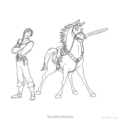 弗林·莱德与马克西姆斯站在一起简笔画涂色页 – 免费可打印简笔画涂色画
