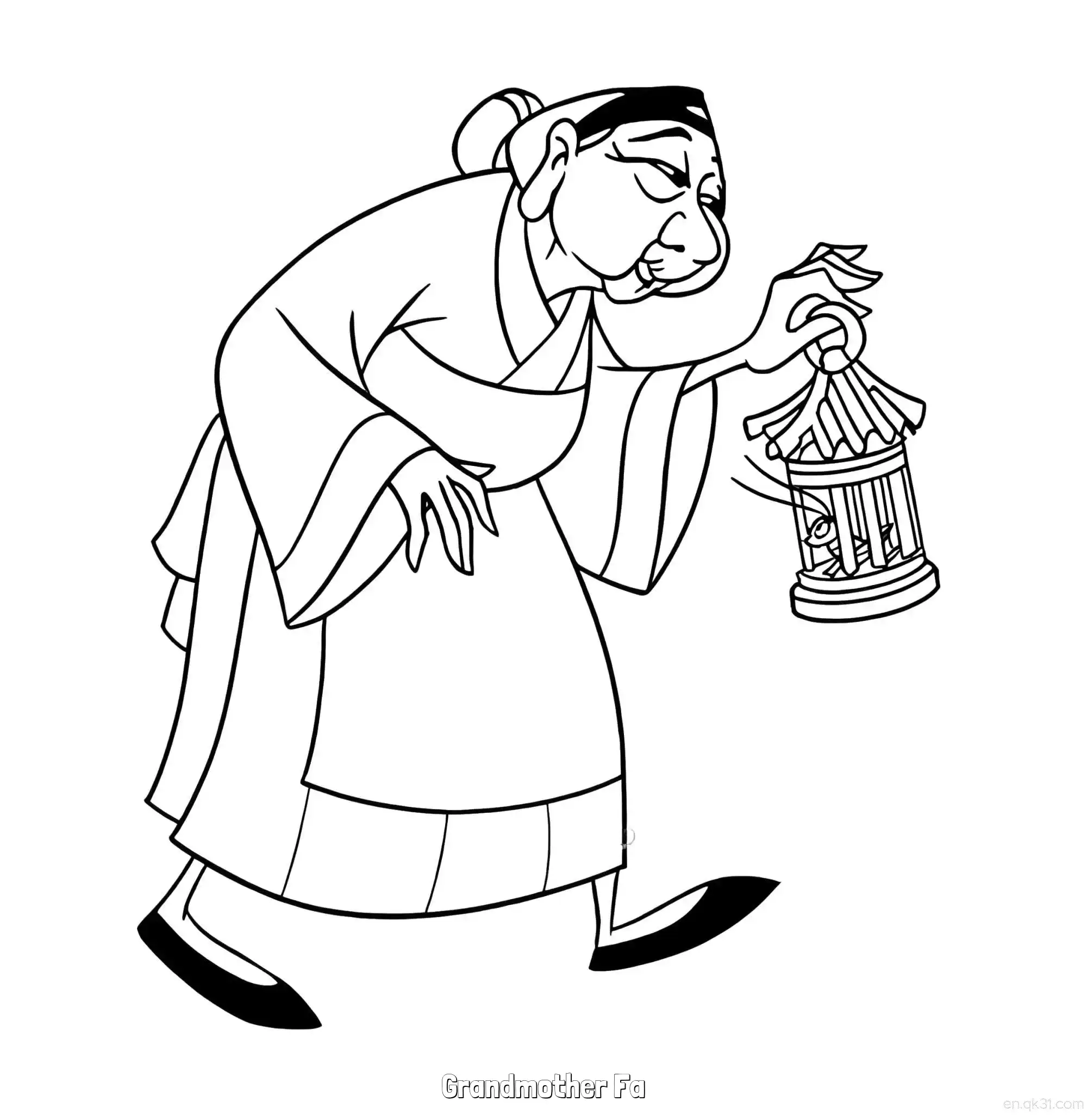 免费 花奶奶 简笔画 素描 涂鸦 - 免费可打印花木兰 下载PDF 简笔画涂色页