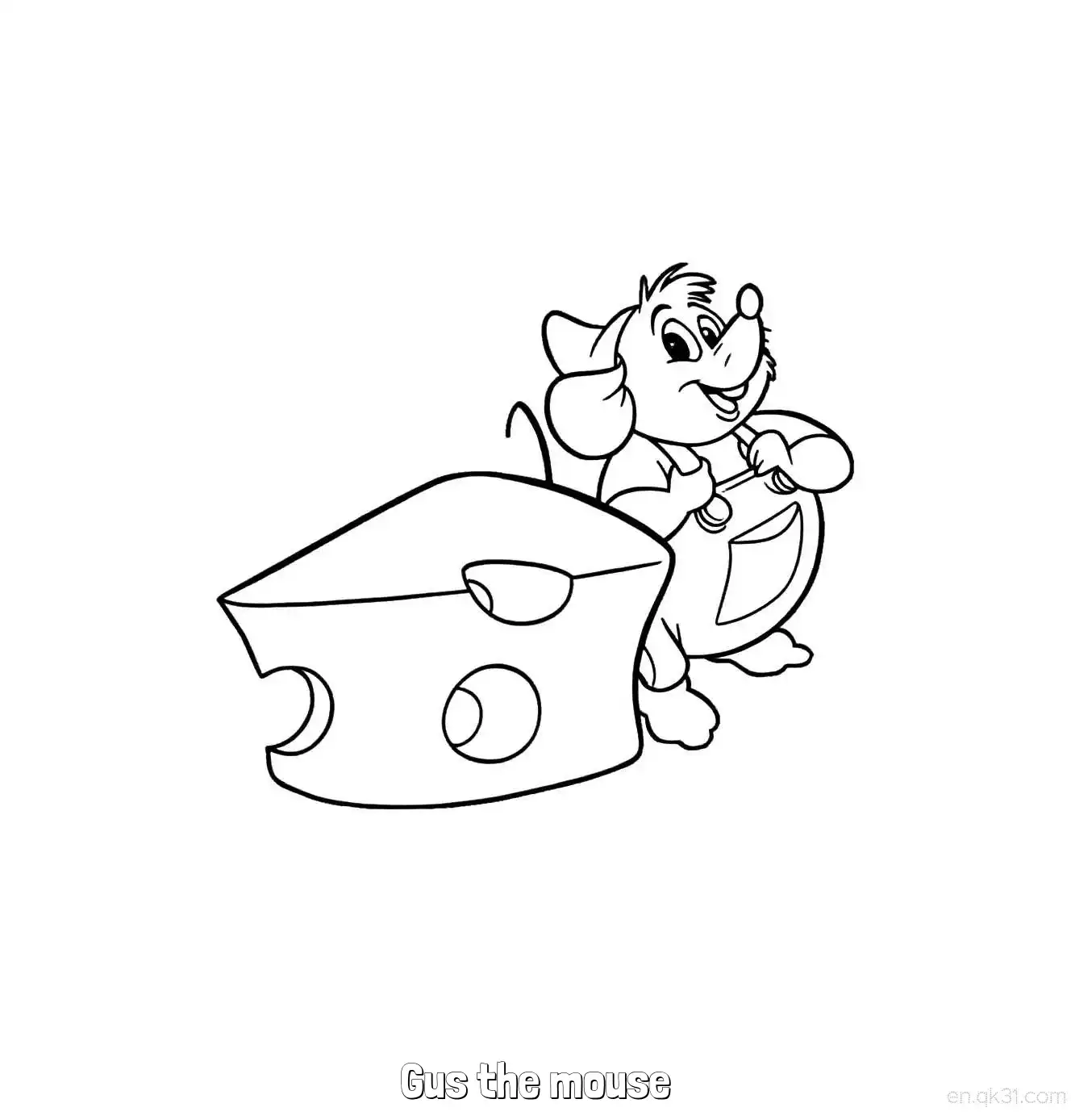 免费 灰姑娘中小老鼠葛斯抱大奶酪简笔画涂色页 简笔画涂色页