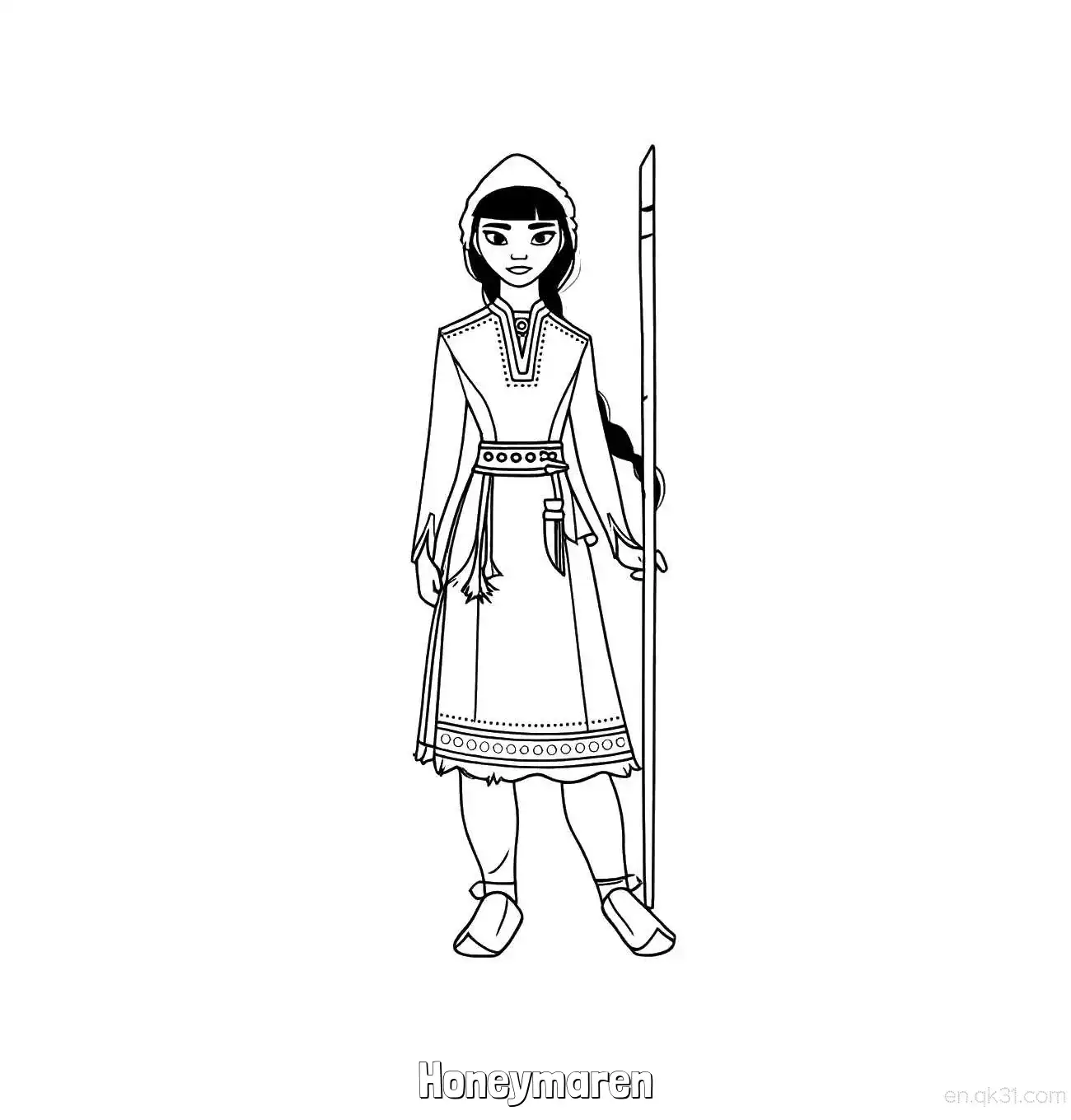 免费 霍妮玛伦简约斗篷全身涂色页 简笔画涂色页
