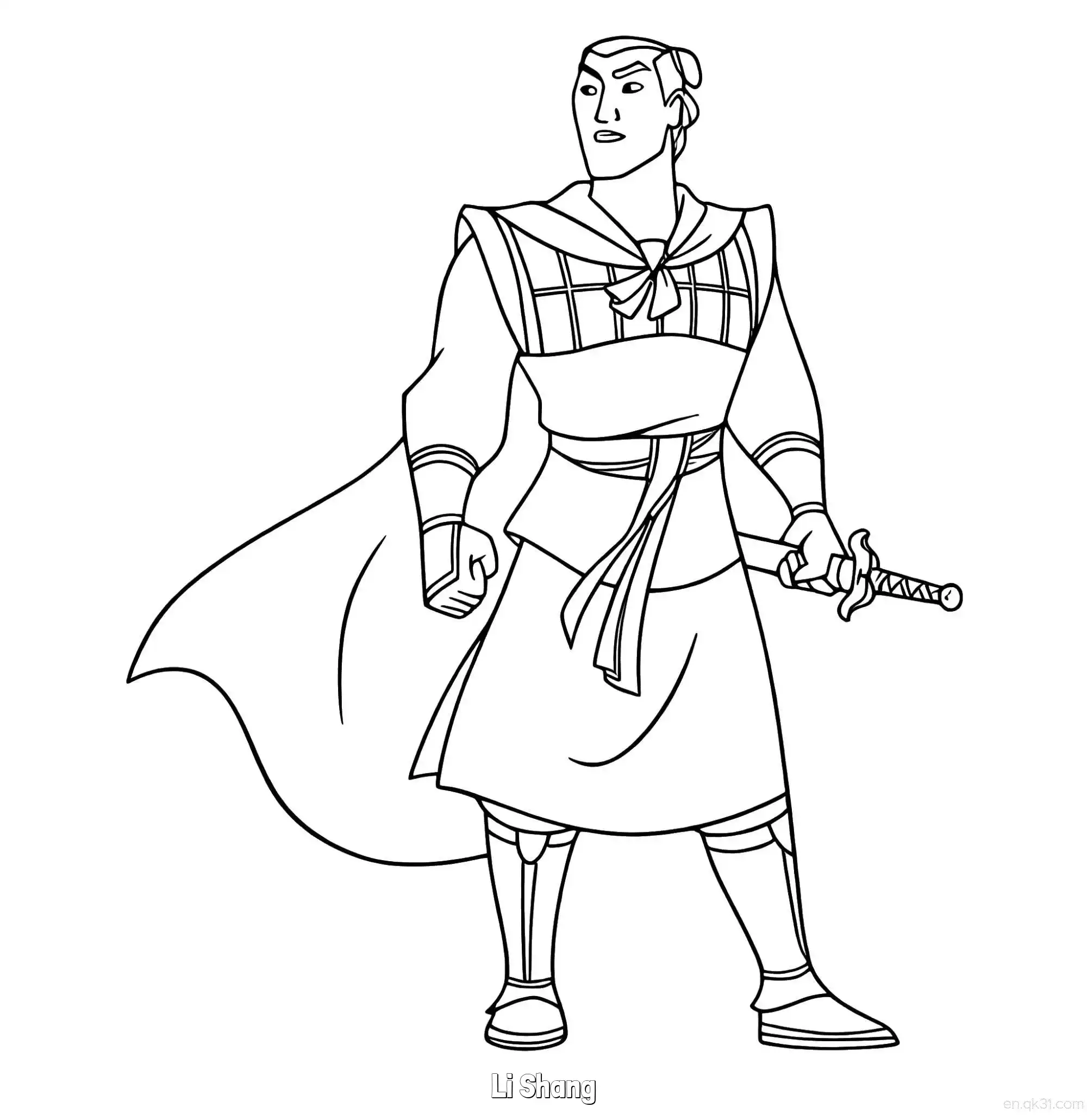 免费 李翔 简笔画 素描 涂鸦 - 免费可打印花木兰 下载PDF 简笔画涂色页