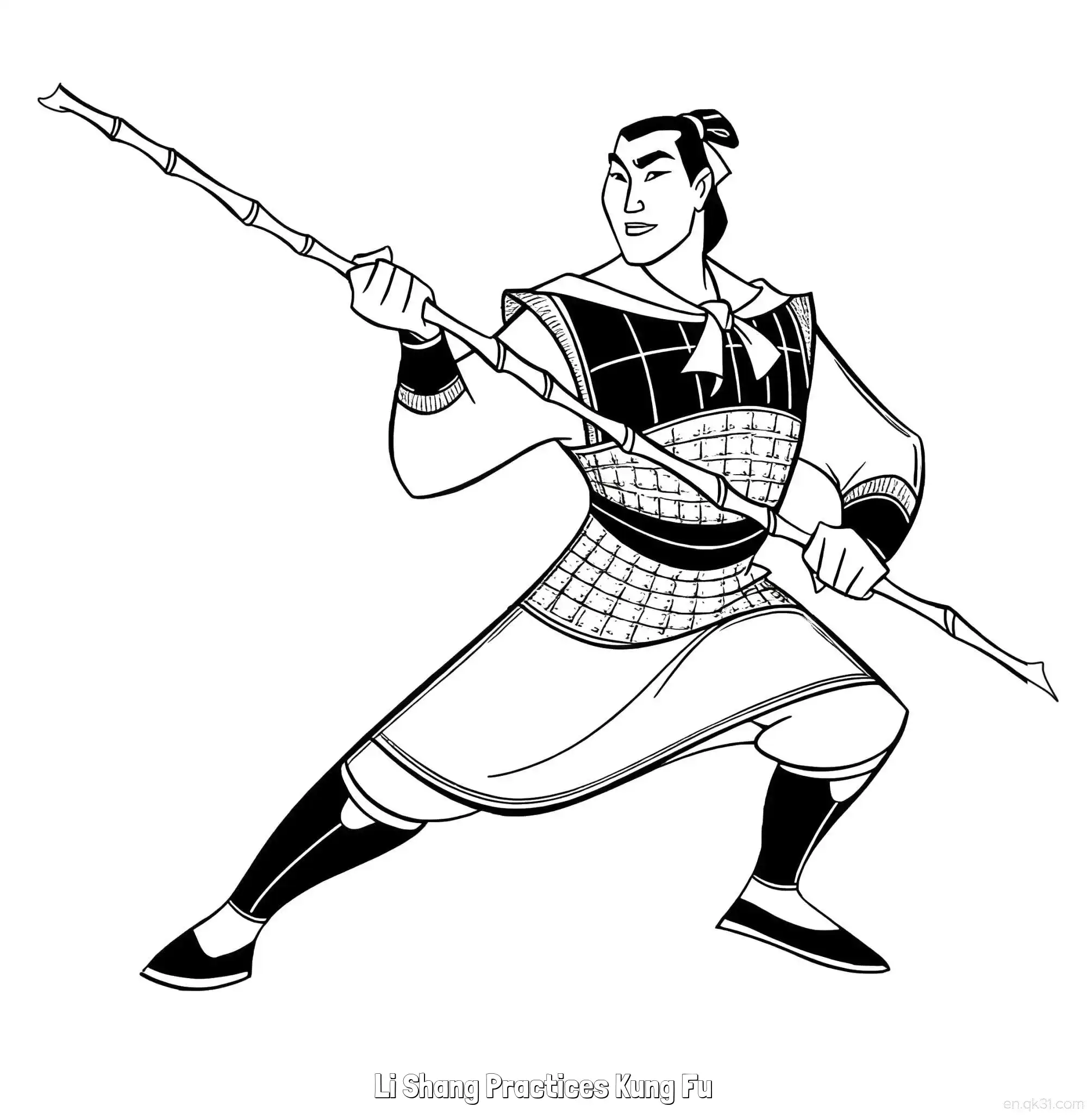 免费 李翔练功夫 简笔画 素描 涂鸦 - 免费可打印花木兰 下载PDF 简笔画涂色页