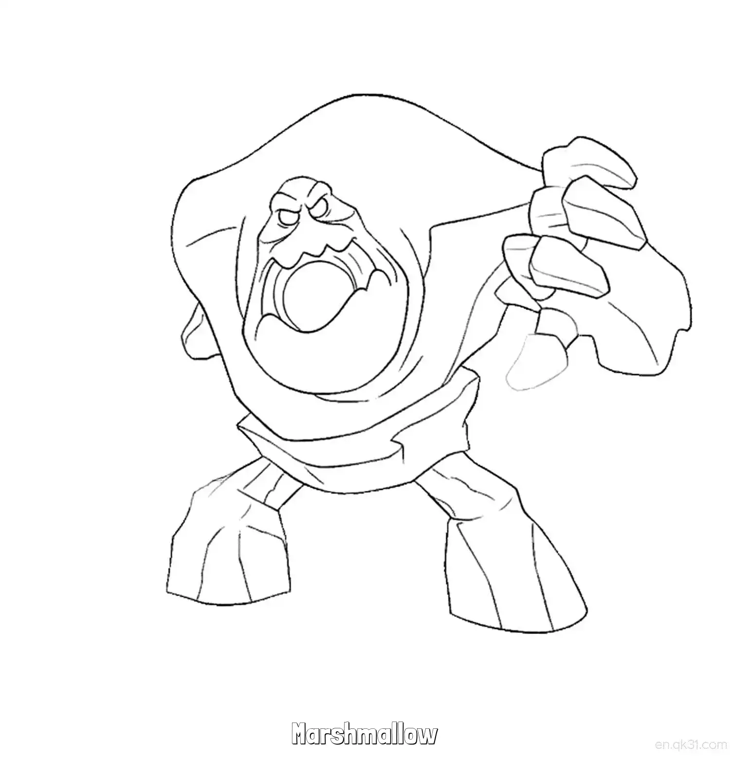 免费 棉花糖巨兽威慑咆哮涂色页 简笔画涂色页