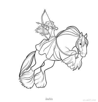 梅莉达在森林中骑行涂色图片 – 免费可打印简笔画涂色画