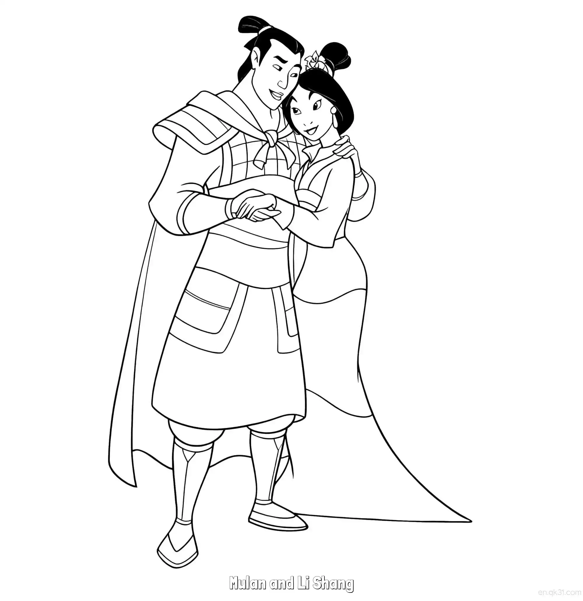 免费 花木兰和李翔 4简笔画 素描 涂鸦 - 免费可打印花木兰 下载PDF 简笔画涂色页