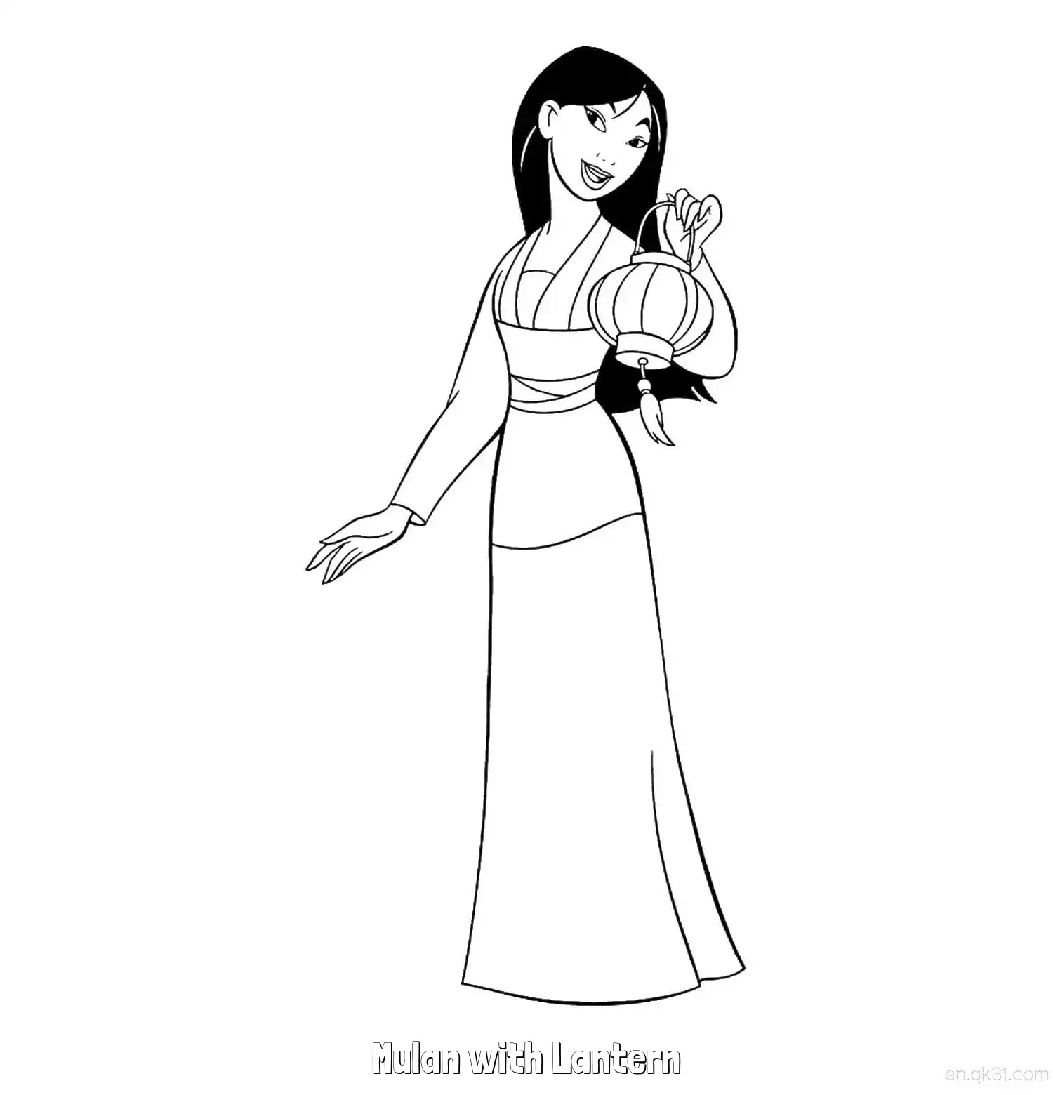 免费 花木兰提灯笼 简笔画 素描 涂鸦 - 免费可打印花木兰 下载PDF 简笔画涂色页
