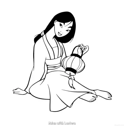 花木兰提灯笼 2简笔画 素描 涂鸦 - 免费可打印花木兰 下载PDF – 免费可打印简笔画涂色画