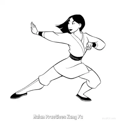 花木兰练功夫 简笔画 素描 涂鸦 - 免费可打印花木兰 下载PDF – 免费可打印简笔画涂色画