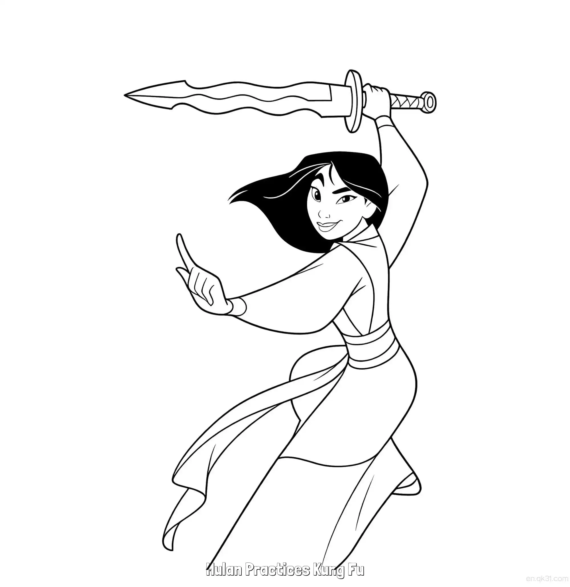 免费 花木兰练功夫 2简笔画 素描 涂鸦 - 免费可打印花木兰 下载PDF 简笔画涂色页