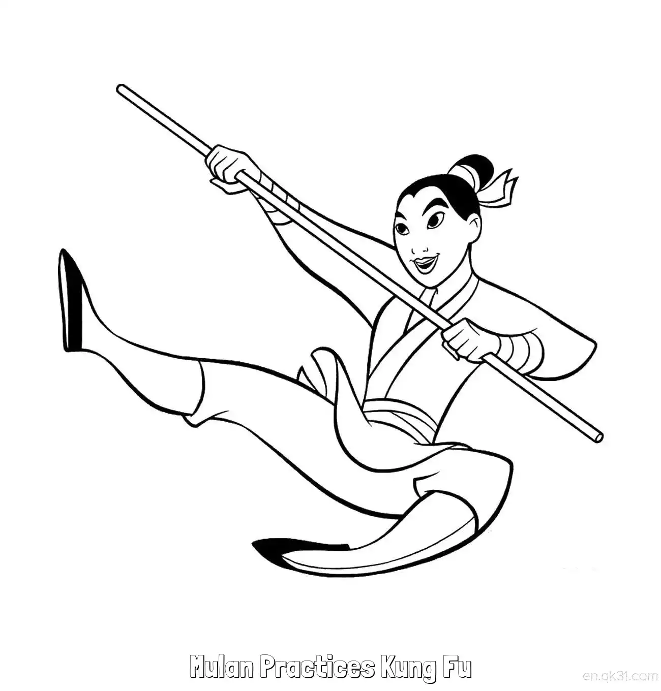 免费 花木兰练功夫 4简笔画 素描 涂鸦 - 免费可打印花木兰 下载PDF 简笔画涂色页