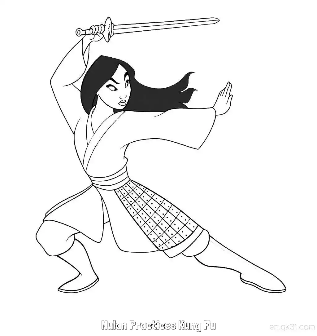免费 花木兰练功夫 5简笔画 素描 涂鸦 - 免费可打印花木兰 下载PDF 简笔画涂色页
