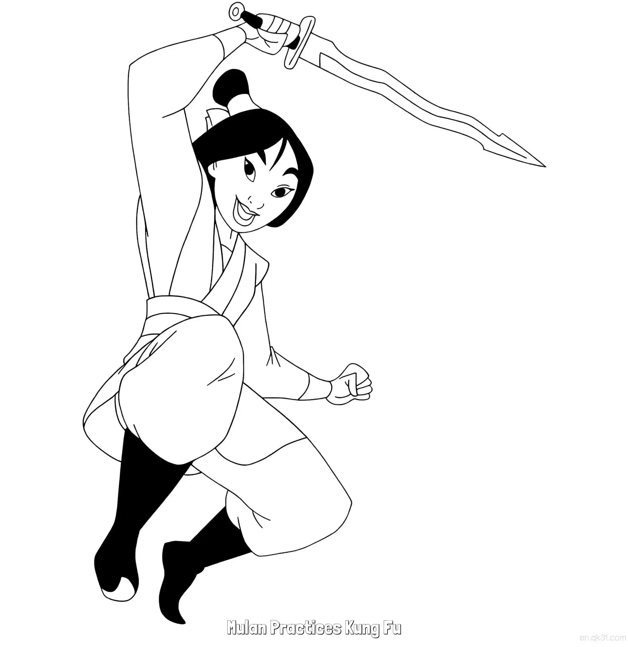 免费 花木兰练功夫 7简笔画 素描 涂鸦 - 免费可打印花木兰 下载PDF 简笔画涂色页
