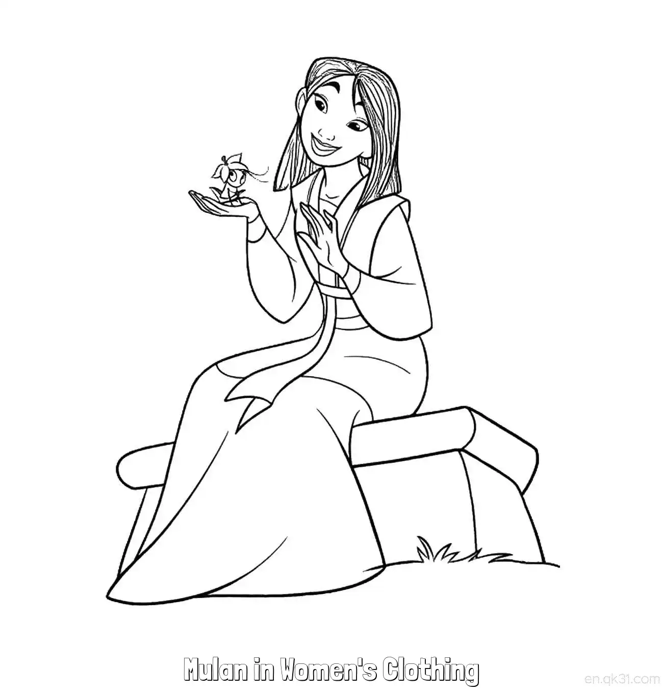 免费 花木兰穿女装 12简笔画 素描 涂鸦 - 免费可打印花木兰 下载PDF 简笔画涂色页