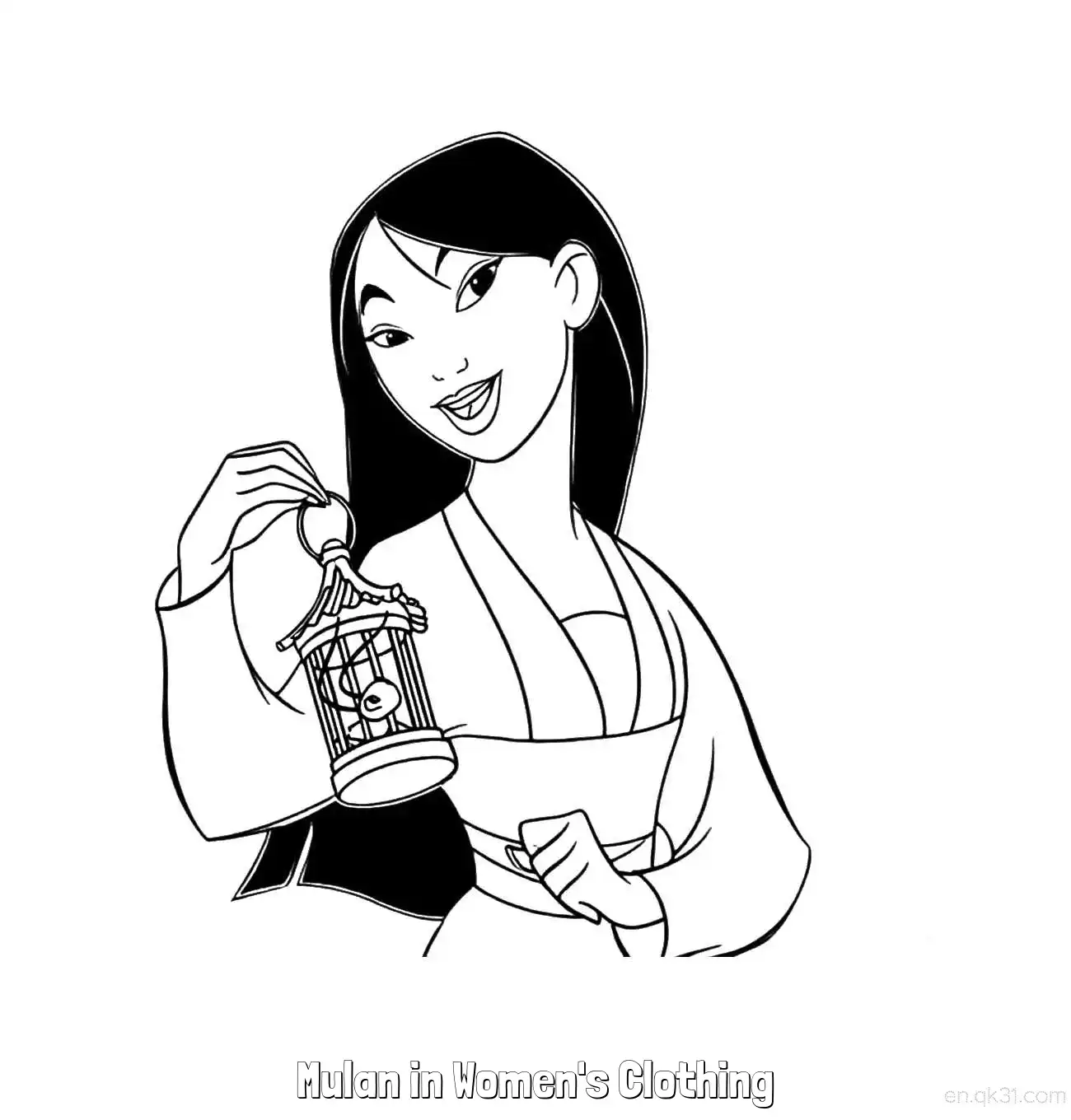免费 花木兰穿女装 13简笔画 素描 涂鸦 - 免费可打印花木兰 下载PDF 简笔画涂色页