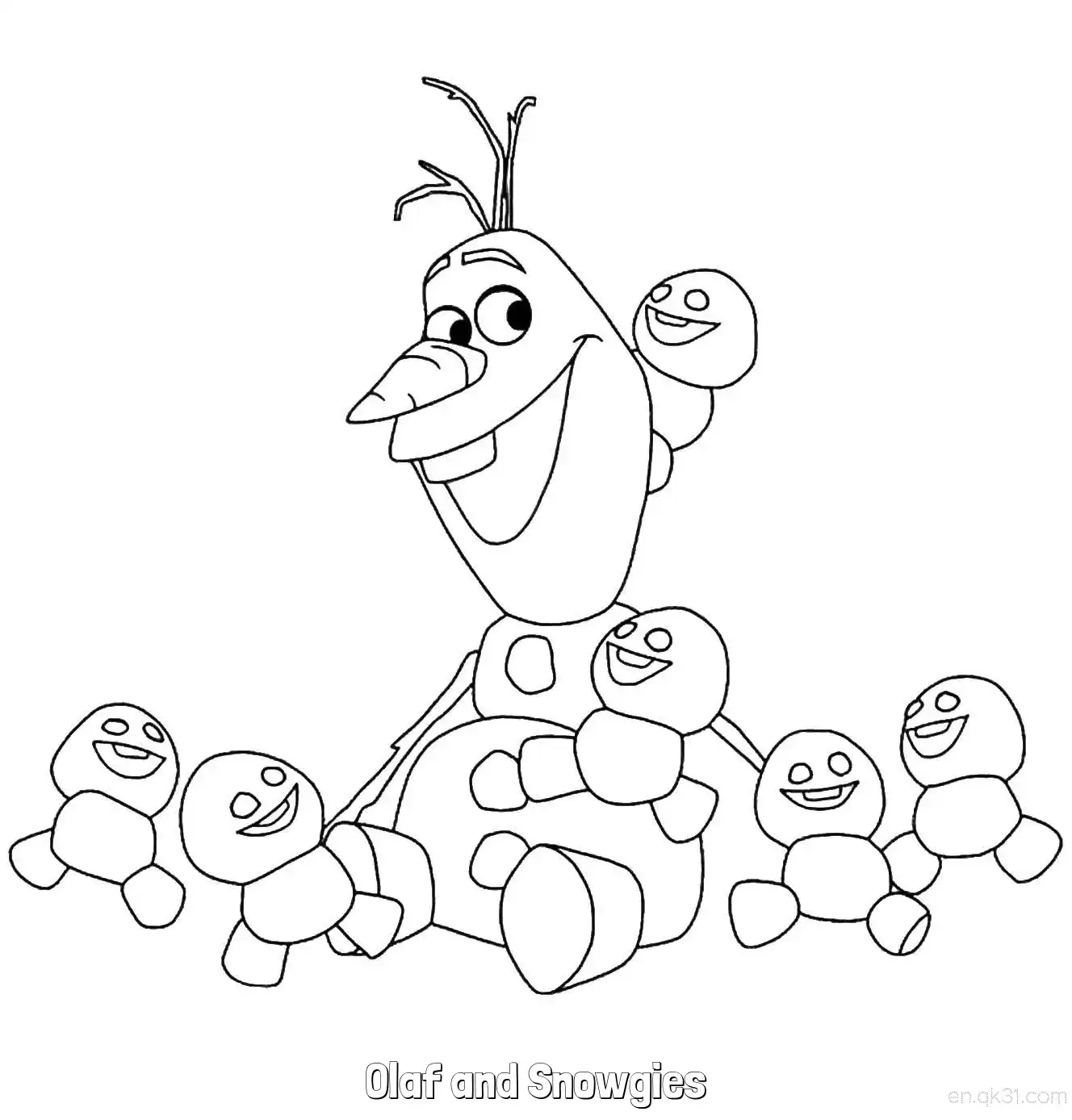 免费 雪宝与雪宝精灵们涂色页 简笔画涂色页
