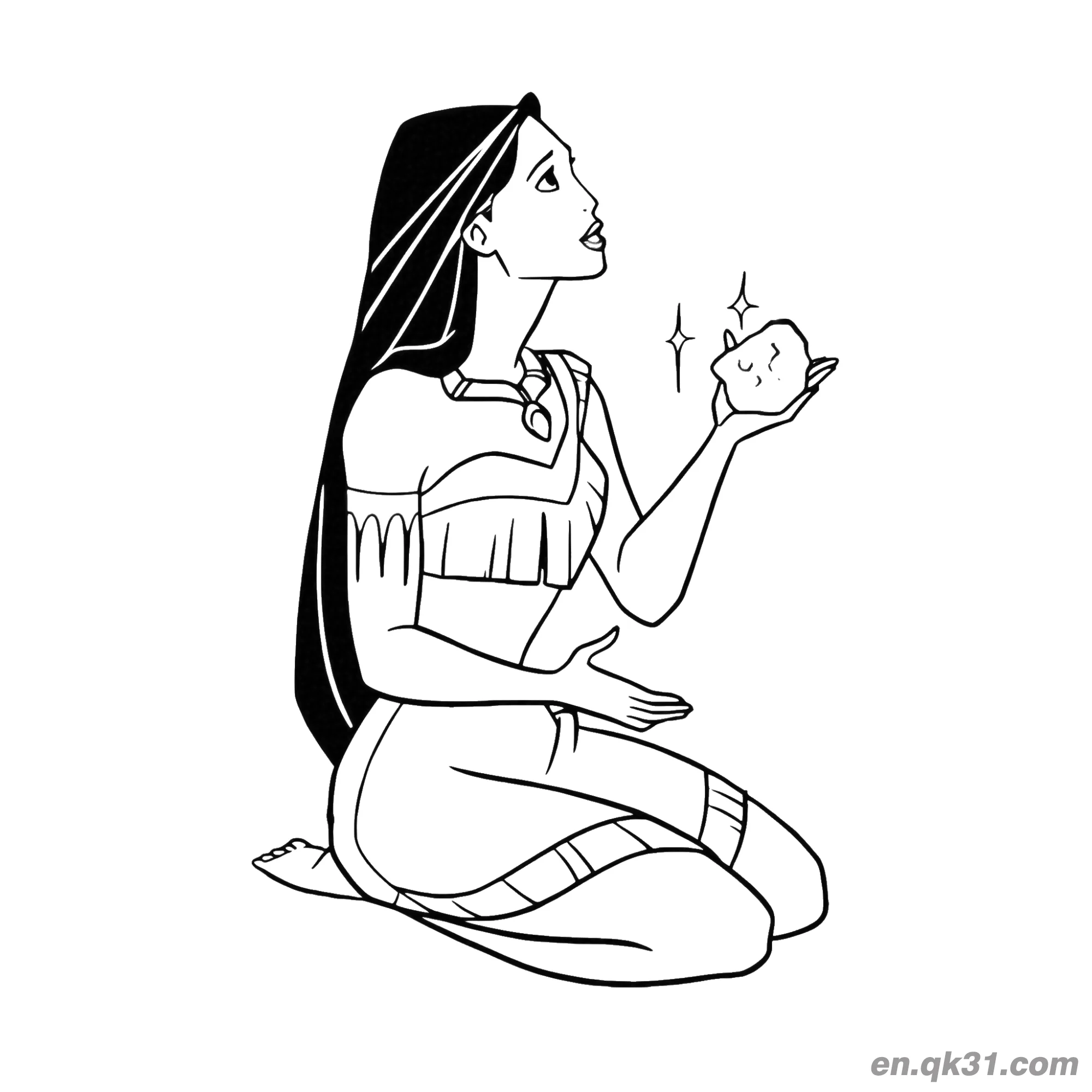 免费 宝嘉康蒂手持神圣宝石 简笔画涂色页