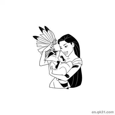 宝嘉康蒂怀抱浣熊 – 免费可打印简笔画涂色画
