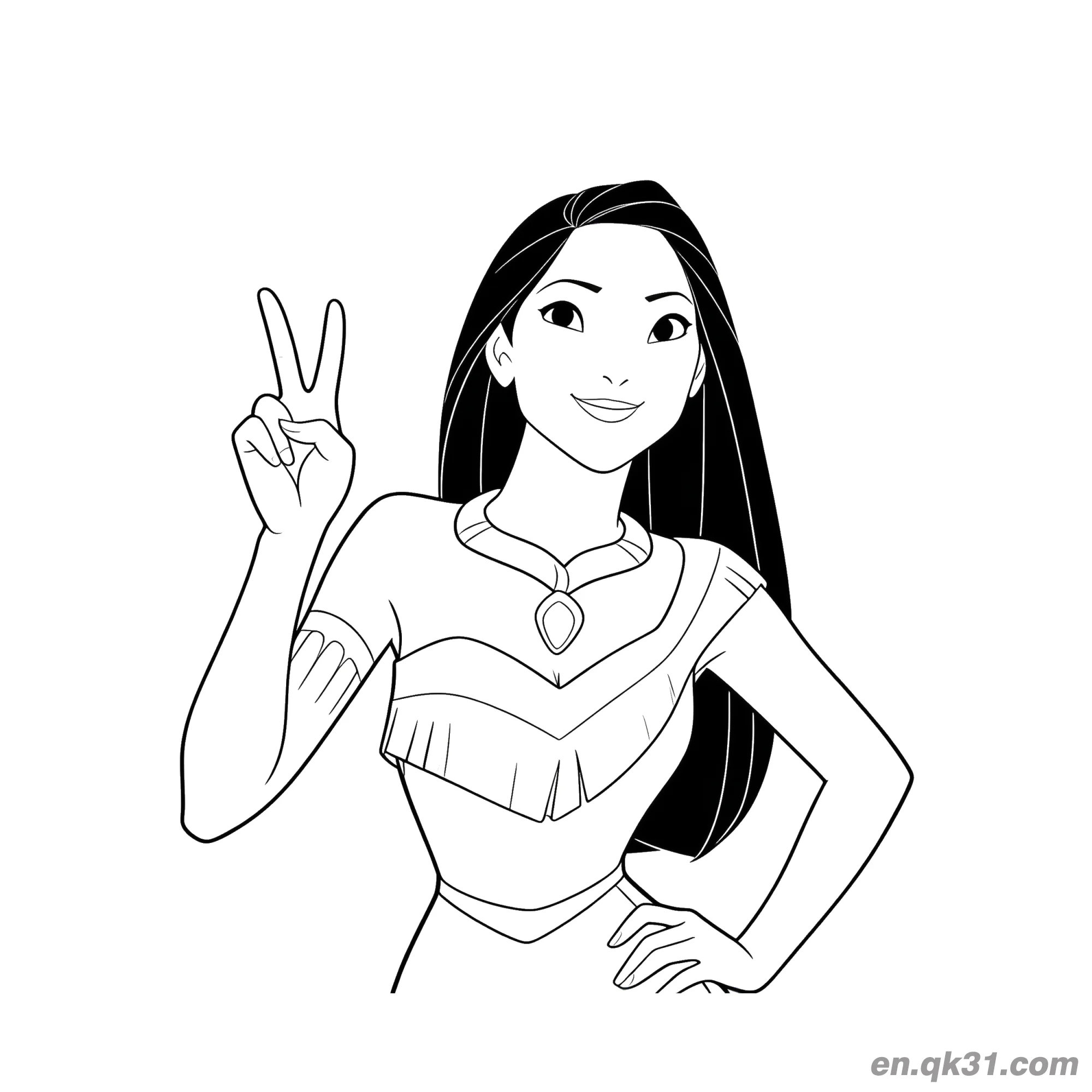 免费 宝嘉康蒂和平手势 简笔画涂色页