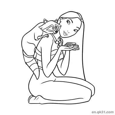 宝嘉康蒂与浣熊米可 – 免费可打印简笔画涂色画