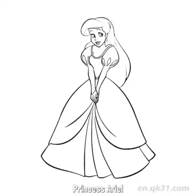 爱丽儿公主 42简笔画 素描 涂鸦 - 免费可打印迪士尼 小美人鱼 下载PDF – 免费可打印简笔画涂色画