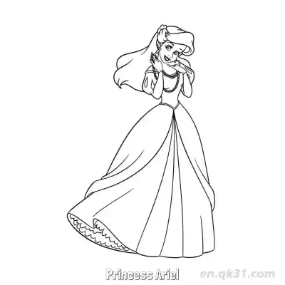 爱丽儿公主 8简笔画 素描 涂鸦 - 免费可打印迪士尼 小美人鱼 下载PDF – 免费可打印简笔画涂色画