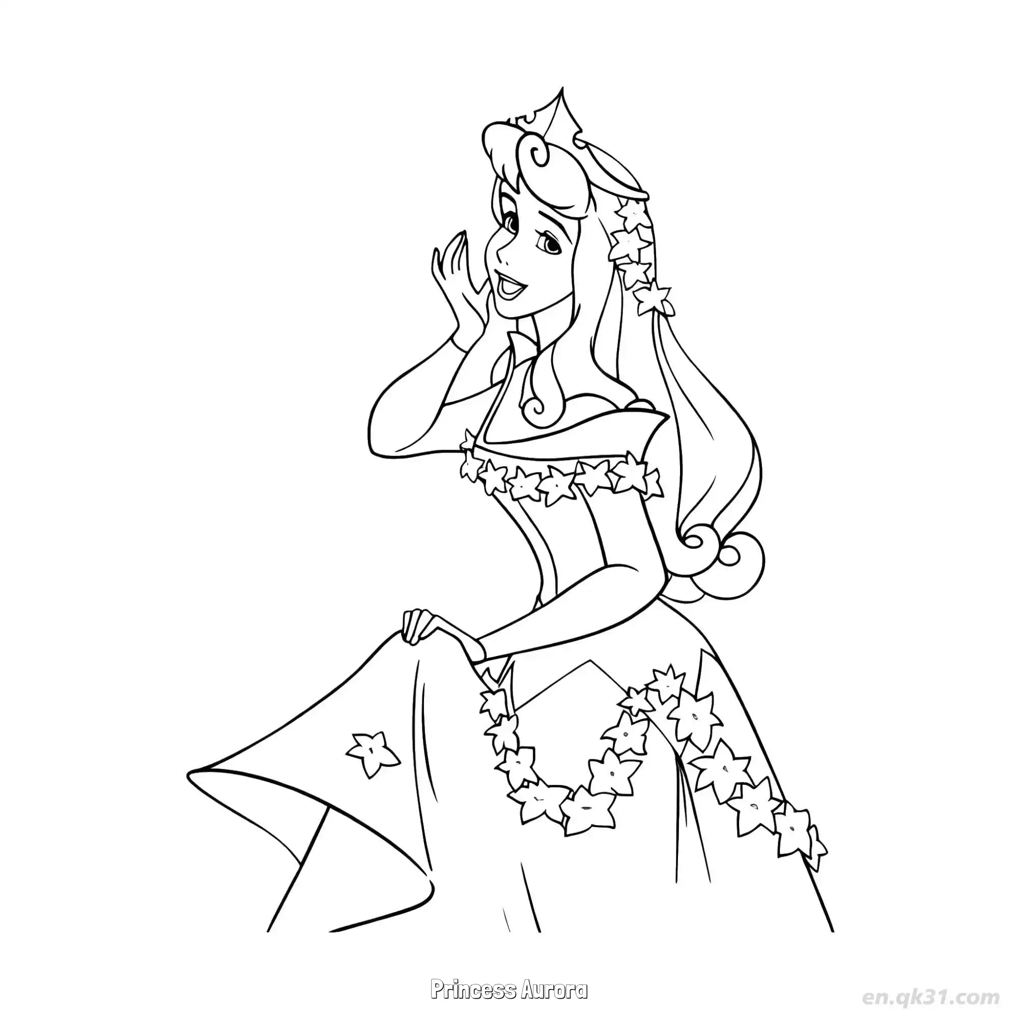 免费 花饰‌爱洛‌公主涂色页 简笔画涂色页