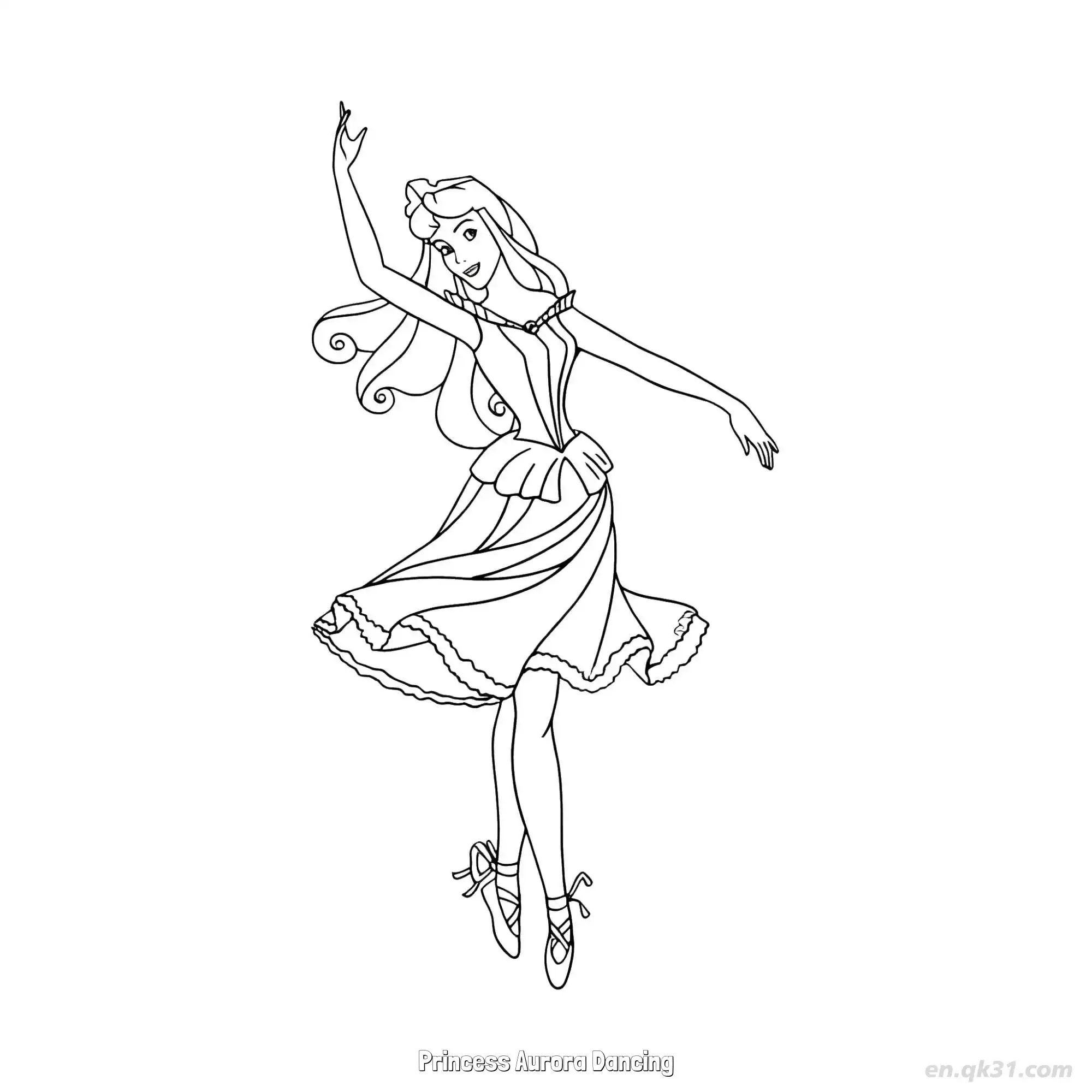免费 跳芭蕾舞的‌爱洛‌公主涂色页 简笔画涂色页