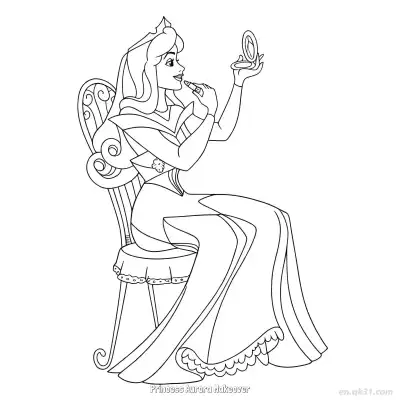 化妆的‌爱洛‌公主涂色页 – 免费可打印简笔画涂色画