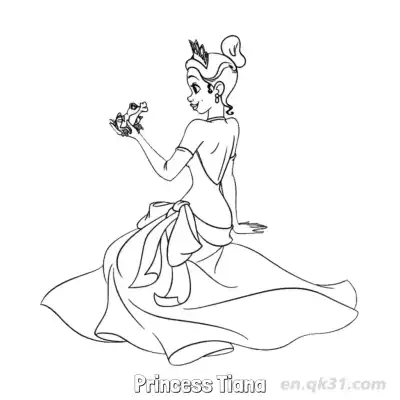 蒂安娜公主 5简笔画 素描 涂鸦 - 免费可打印迪士尼 公主和青蛙 下载PDF – 免费可打印简笔画涂色画