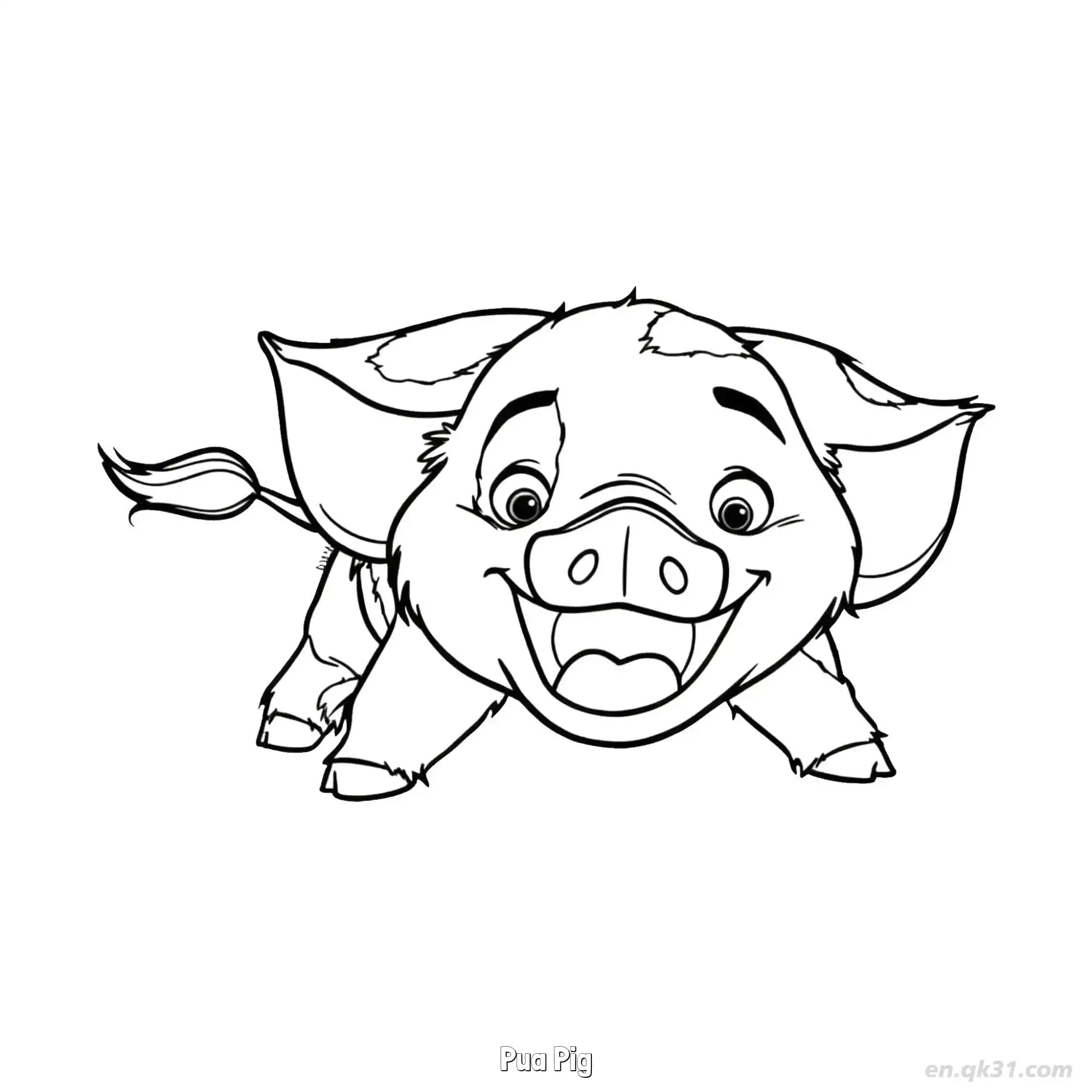 免费 胖胖猪欢乐大笑简笔画涂色页 简笔画涂色页