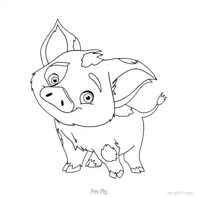 胖胖猪抬头好奇张望简笔画涂色页 – 免费可打印简笔画涂色画