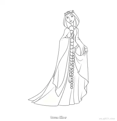 艾莉诺王后高贵形象涂色页 – 免费可打印简笔画涂色画