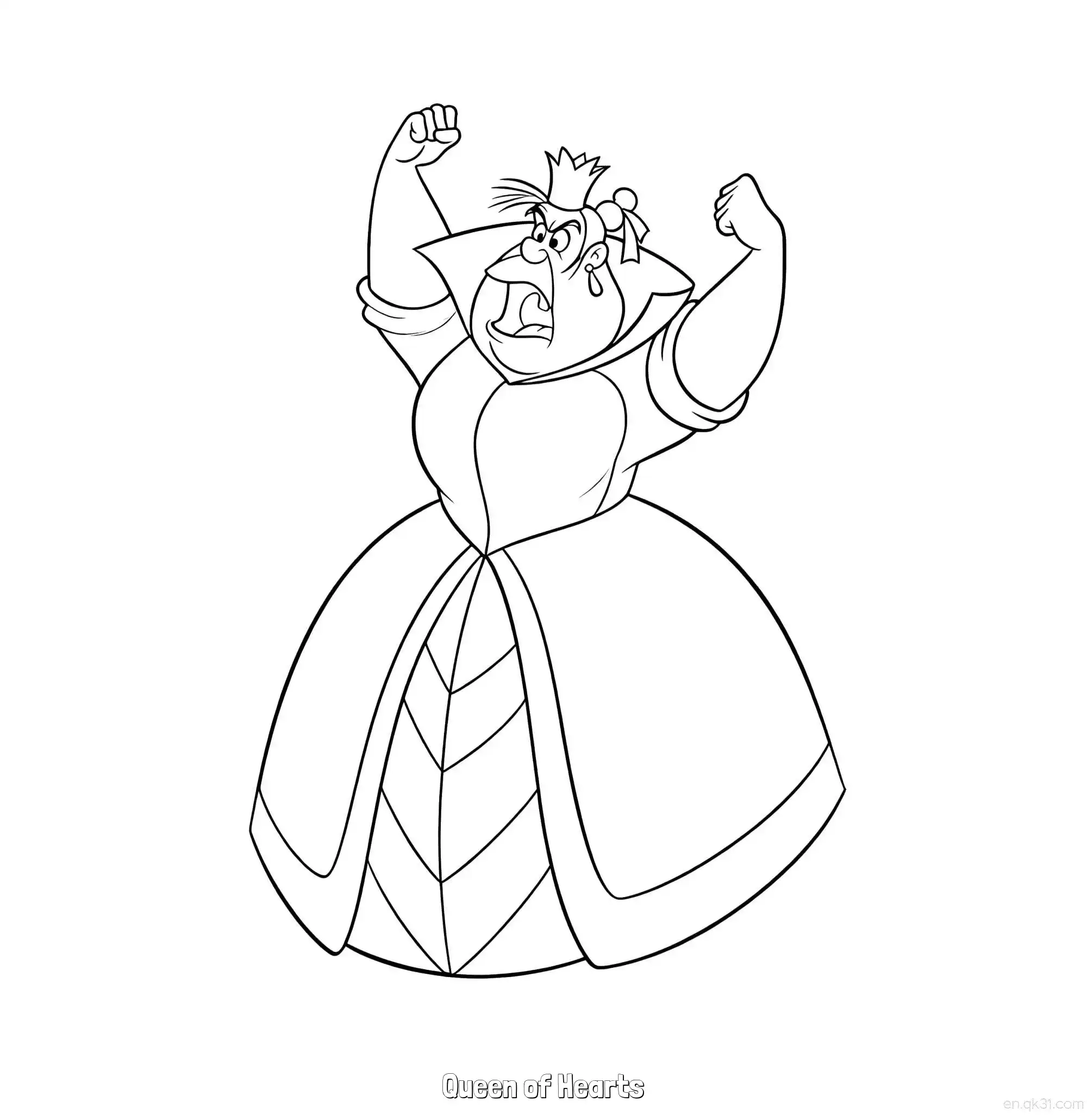 免费 红心女王 1简笔画 素描 涂鸦 - 免费可打印爱丽丝梦游仙境 下载PDF 简笔画涂色页