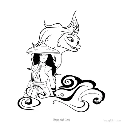 拉雅和希苏 3简笔画 素描 涂鸦 - 免费可打印迪士尼 寻龙传说 下载PDF – 免费可打印简笔画涂色画