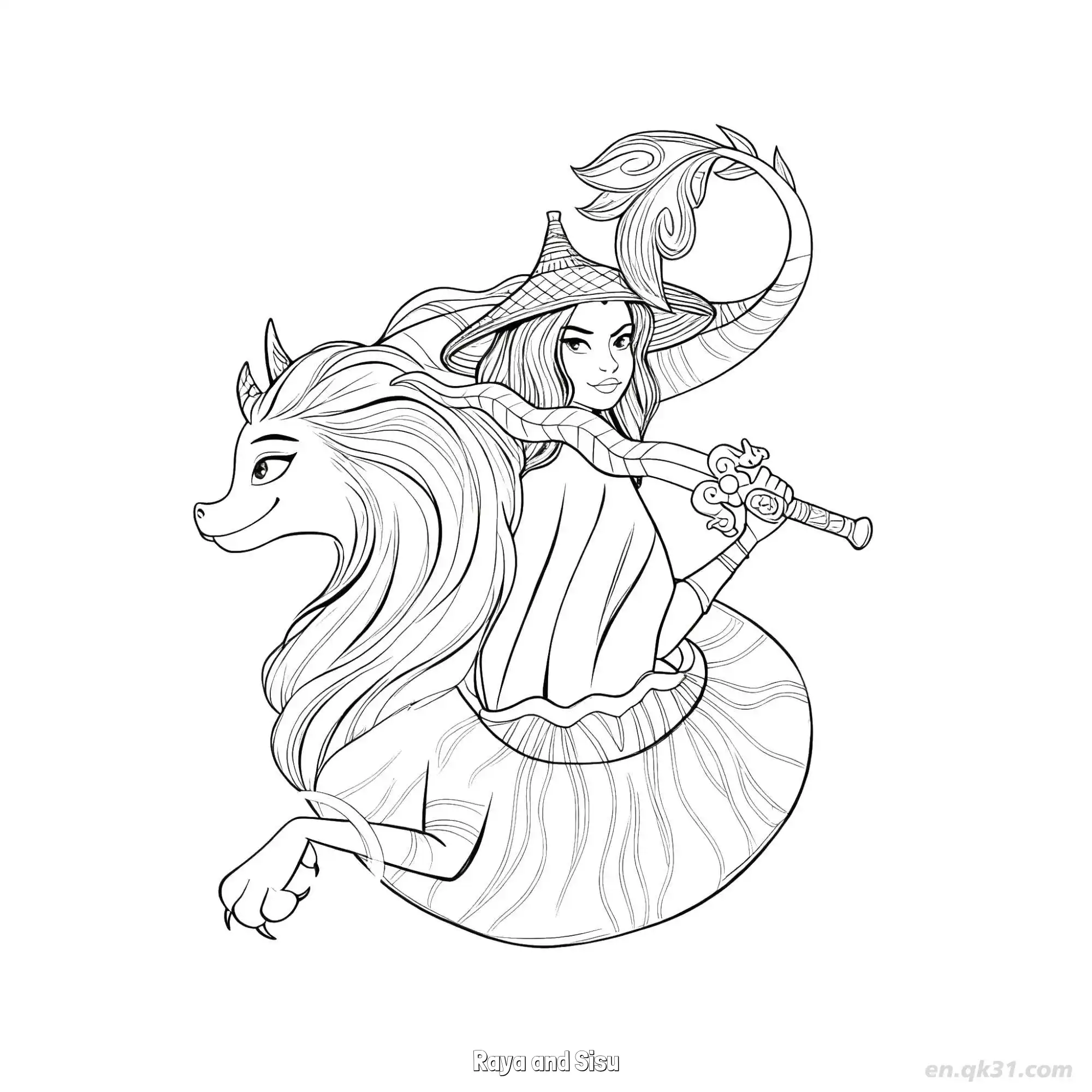 免费 拉雅和希苏 6简笔画 素描 涂鸦 - 免费可打印迪士尼 寻龙传说 下载PDF 简笔画涂色页