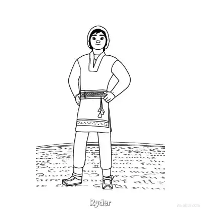 赖德站姿自信微笑涂色页 – 免费可打印简笔画涂色画
