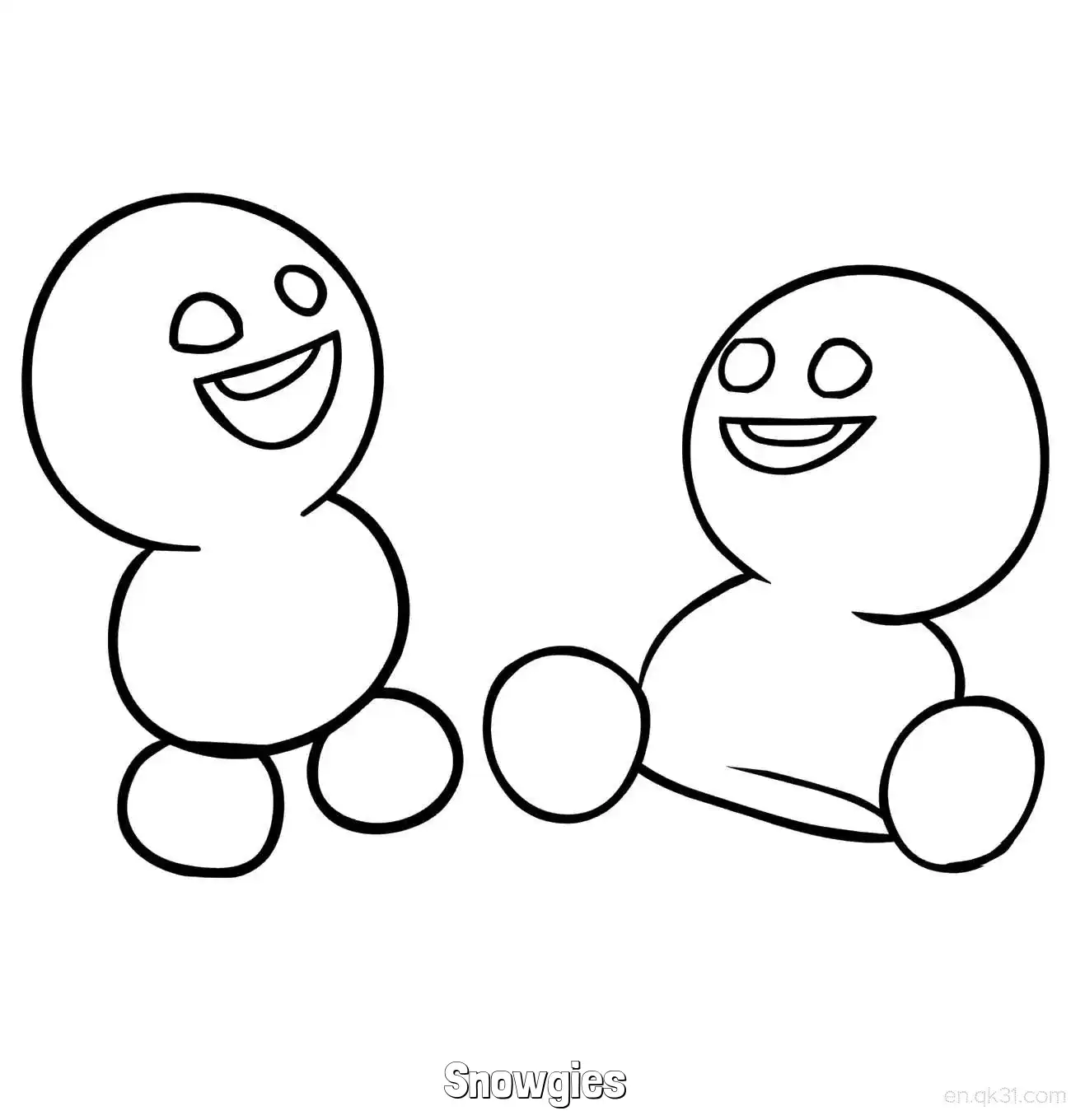 免费 雪宝精灵双人简笔画涂色页 简笔画涂色页
