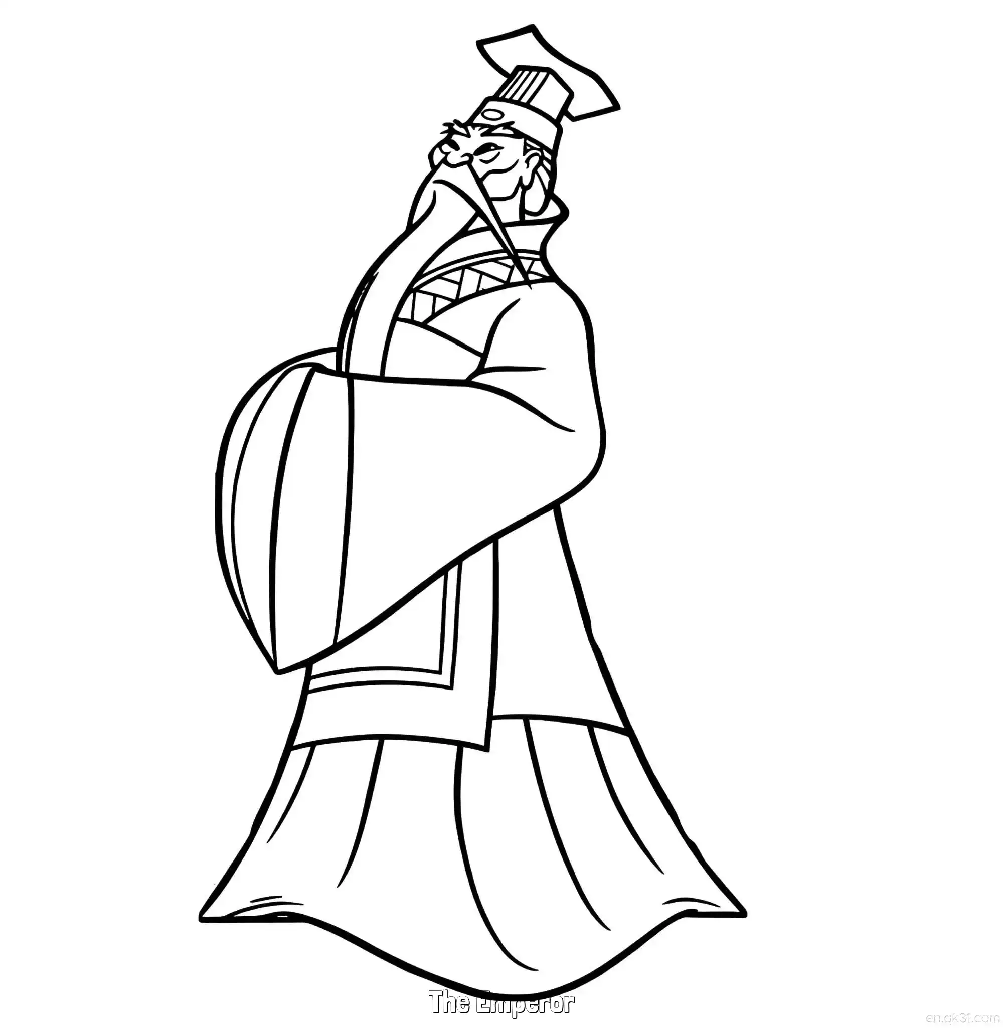 免费 皇帝 简笔画 素描 涂鸦 - 免费可打印花木兰 下载PDF 简笔画涂色页