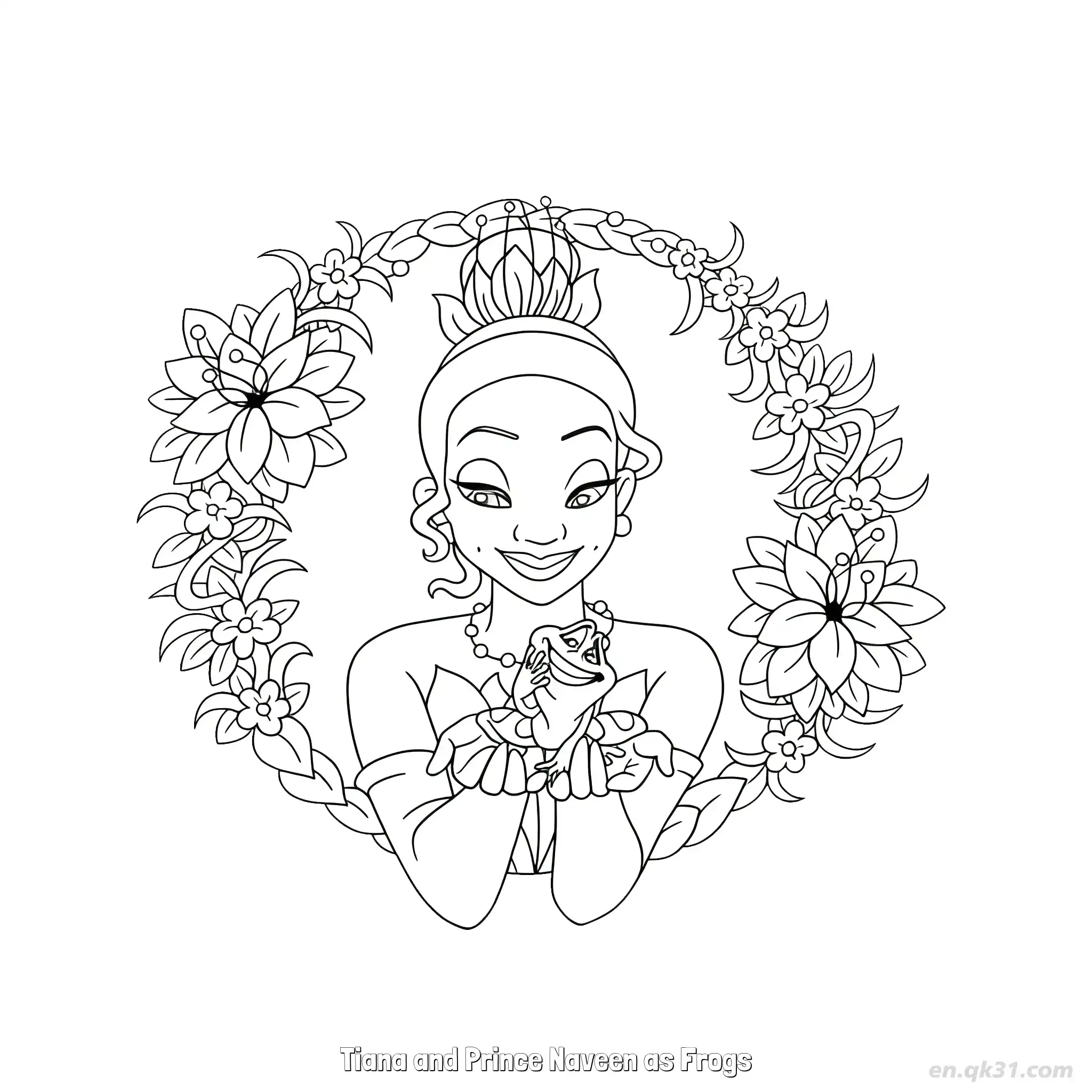免费 青蛙蒂安娜和纳文王子 简笔画 素描 涂鸦 - 免费可打印迪士尼 公主和青蛙 下载PDF 简笔画涂色页