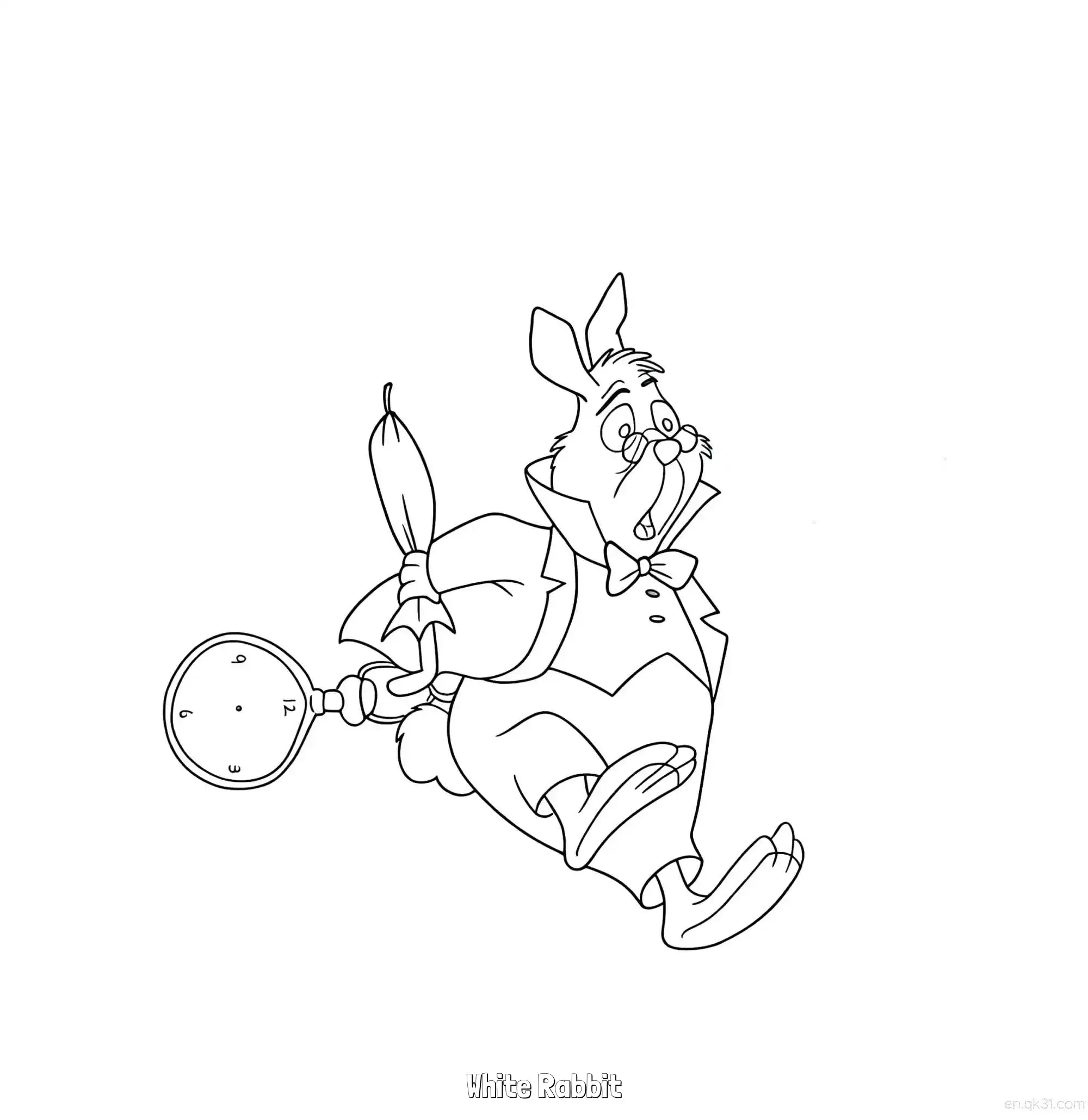 免费 白兔先生 3简笔画 素描 涂鸦 - 免费可打印爱丽丝梦游仙境 下载PDF 简笔画涂色页
