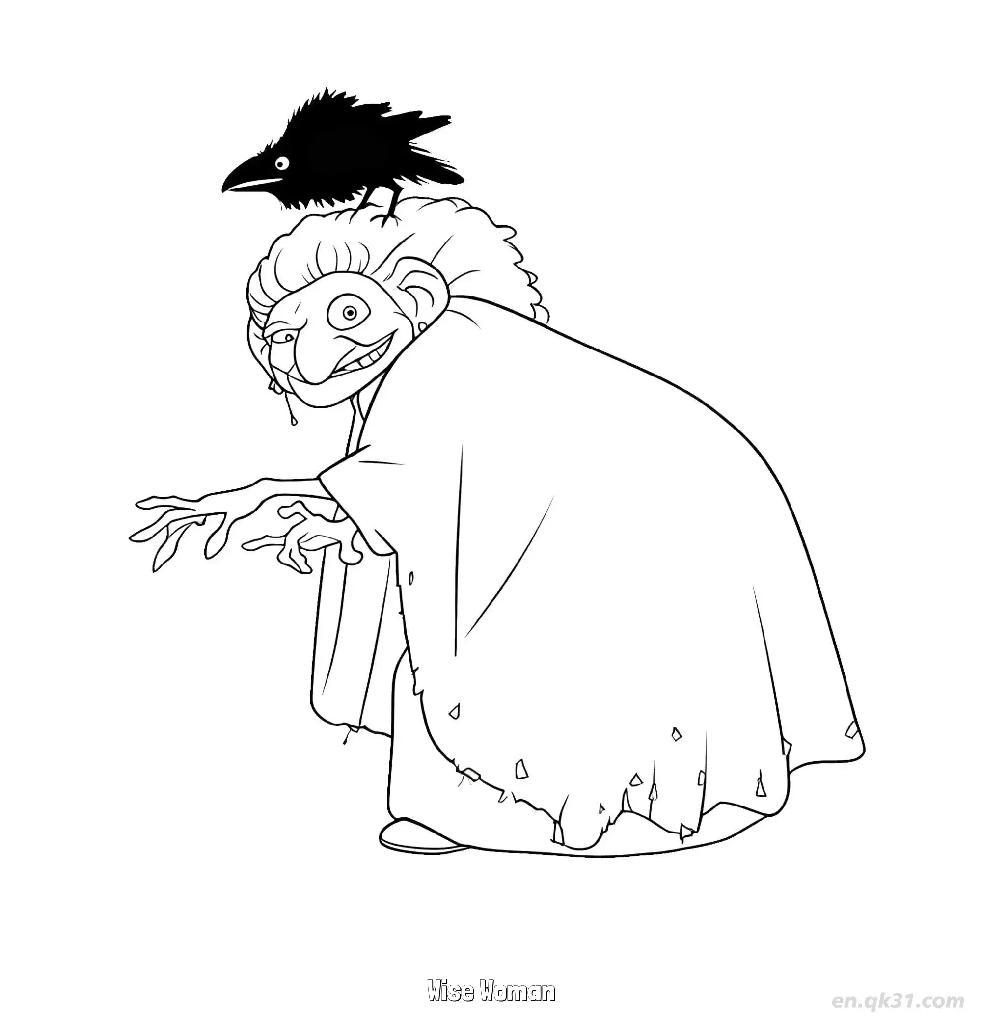 免费 森林女巫与魔法药水涂色图片 简笔画涂色页
