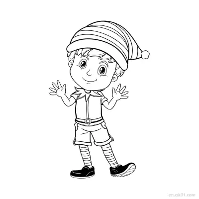 举手的精灵涂色页 – 免费可打印简笔画涂色画