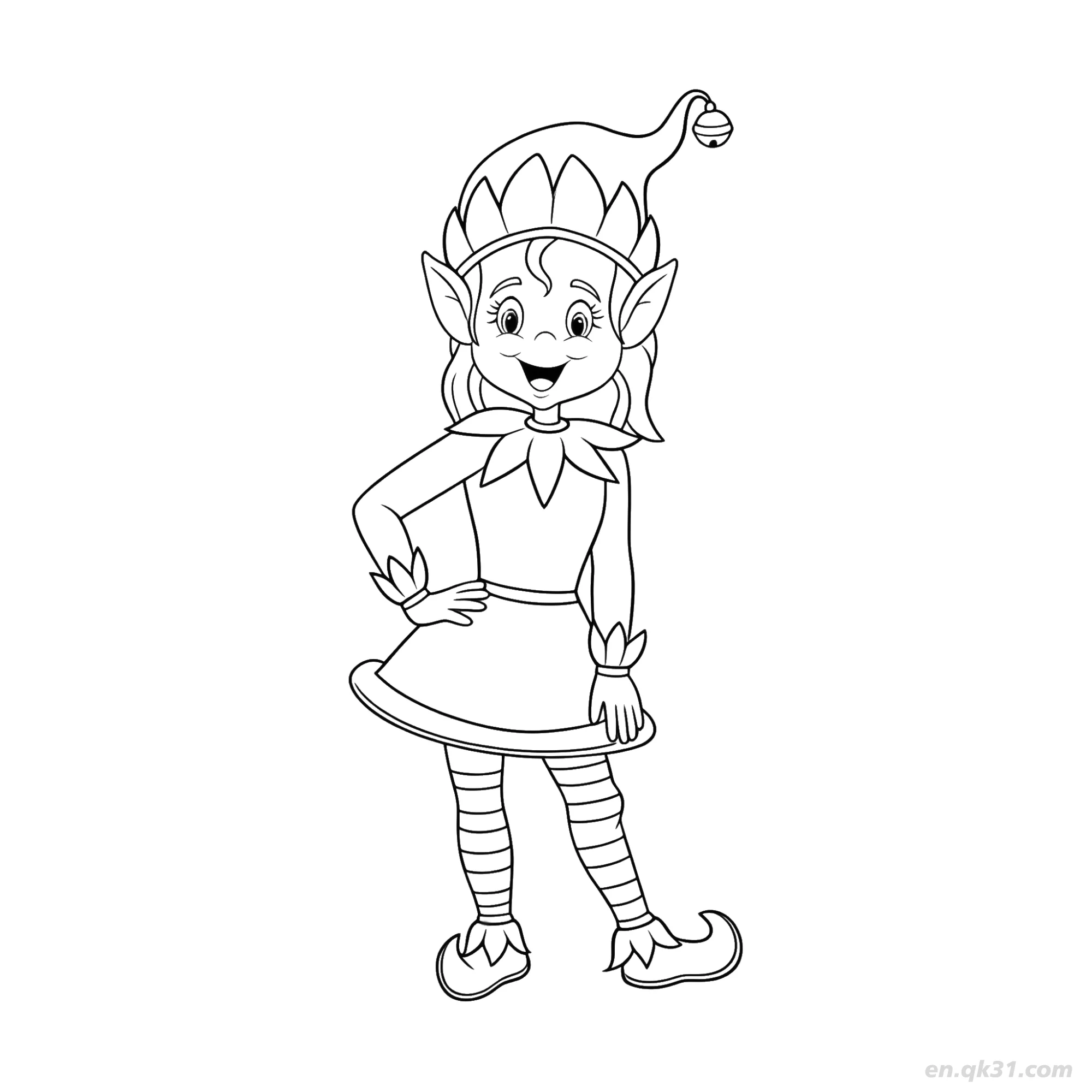 免费 叶子领子的精灵涂色页 简笔画涂色页