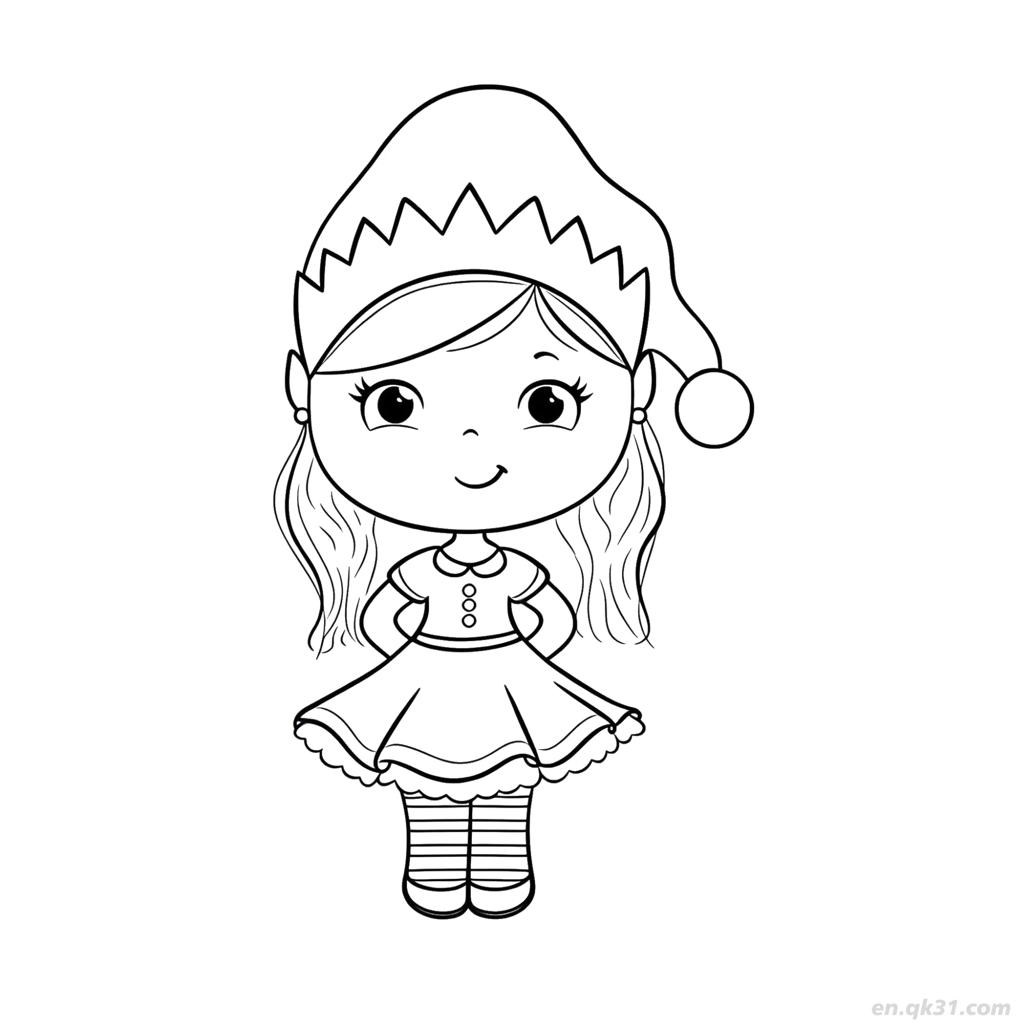 免费 波浪头发的女精灵涂色页 简笔画涂色页