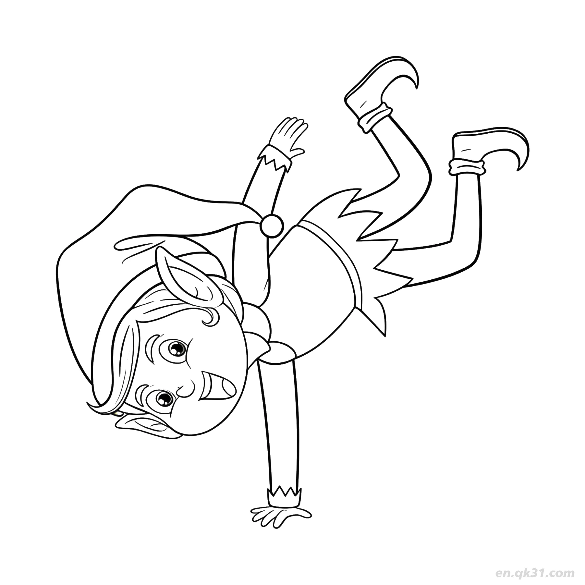 免费 倒立的精灵涂色页 简笔画涂色页
