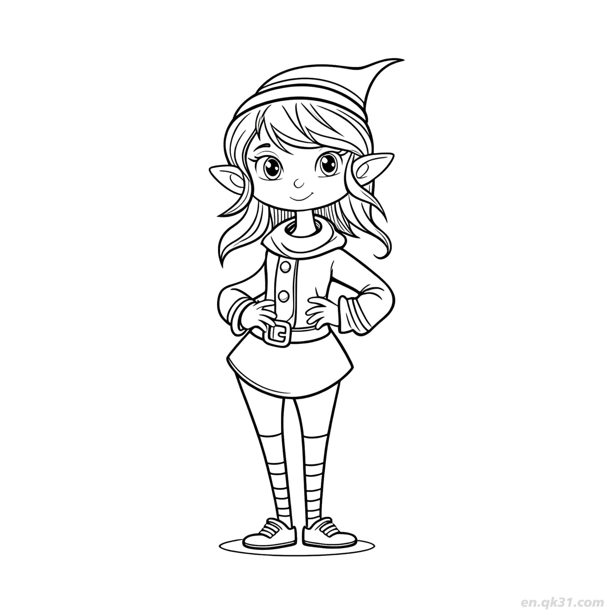 免费 长头发的女精灵涂色页 简笔画涂色页